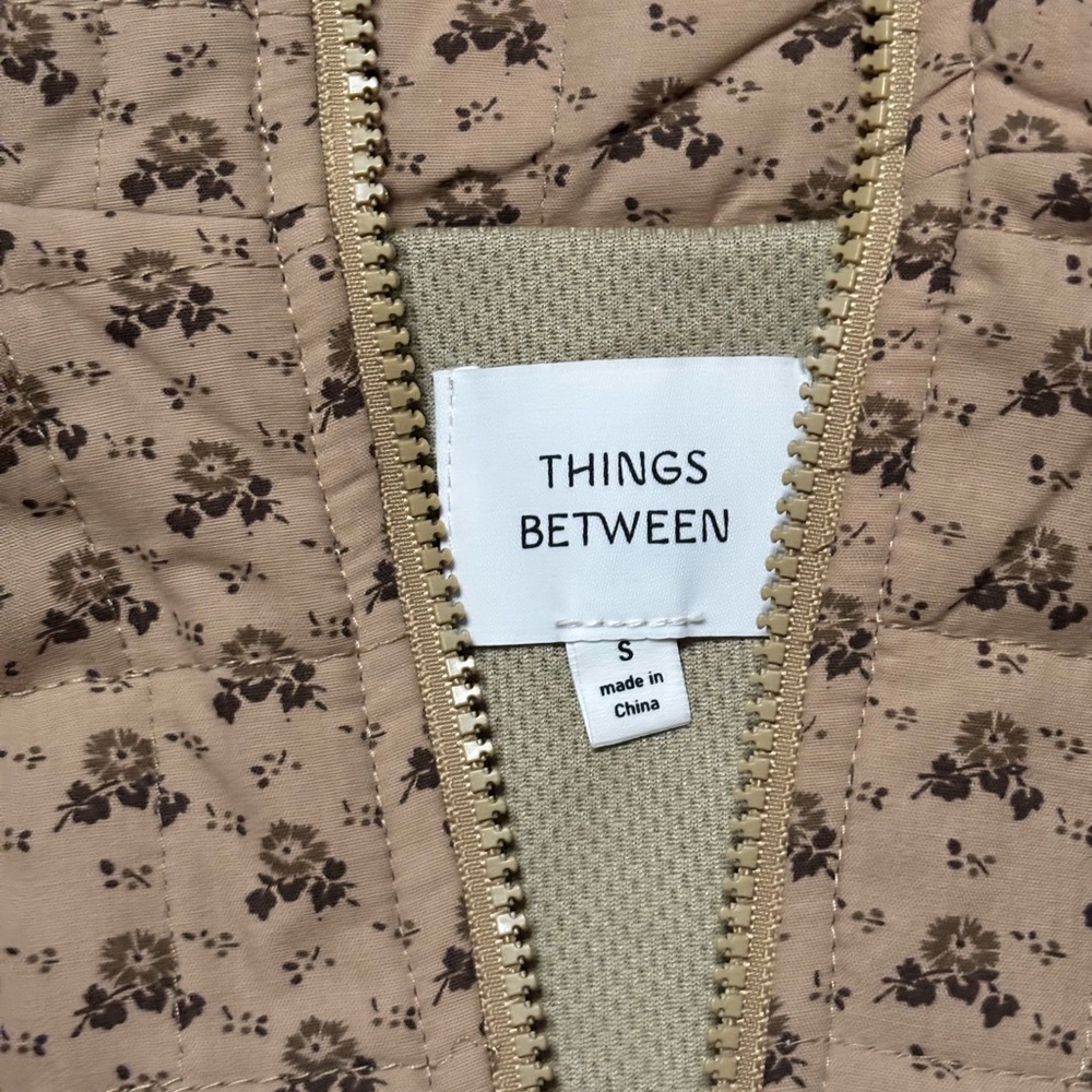 Things Between Quilted Floral Jacket Hoodie Size Small Cottagecore Boho Cotton - Picture 4 of 5